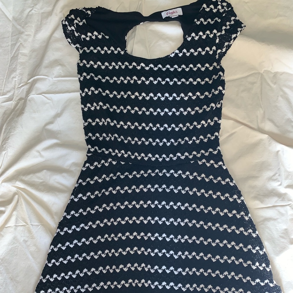 Nice, black and white striped dress.